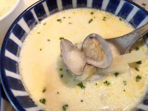 簡単w【1食47円】あさり味噌汁deクラムチャウダー風スープのリメイクレシピ
