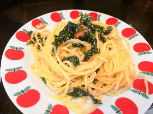 【1食108円】水漬けパスタde時短たらこわかめスパゲティの自炊レシピ