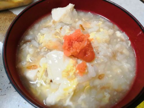 【1食46円】豆腐と卵のもち麦ごはん雑炊の自炊レシピ