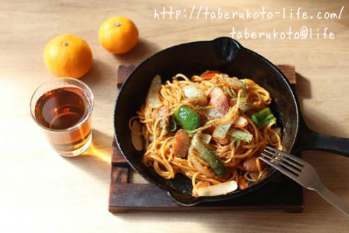 簡単・時短・節約『中華麺ナポリタン』のお昼ごはん。レポート完成っ！